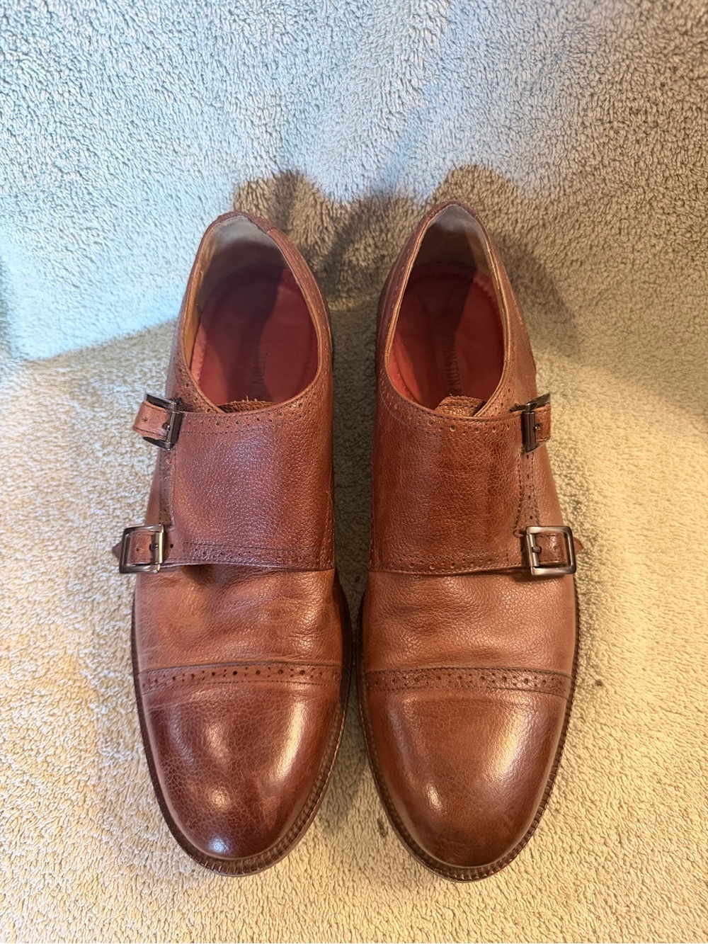 Johnston & Murphy Tan Leather Double Monk Strap Oxfords
